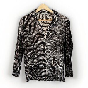 Passion Concepts Women’s Zebra Print Blazer Size Medium Lace Sequin Overlay Glam